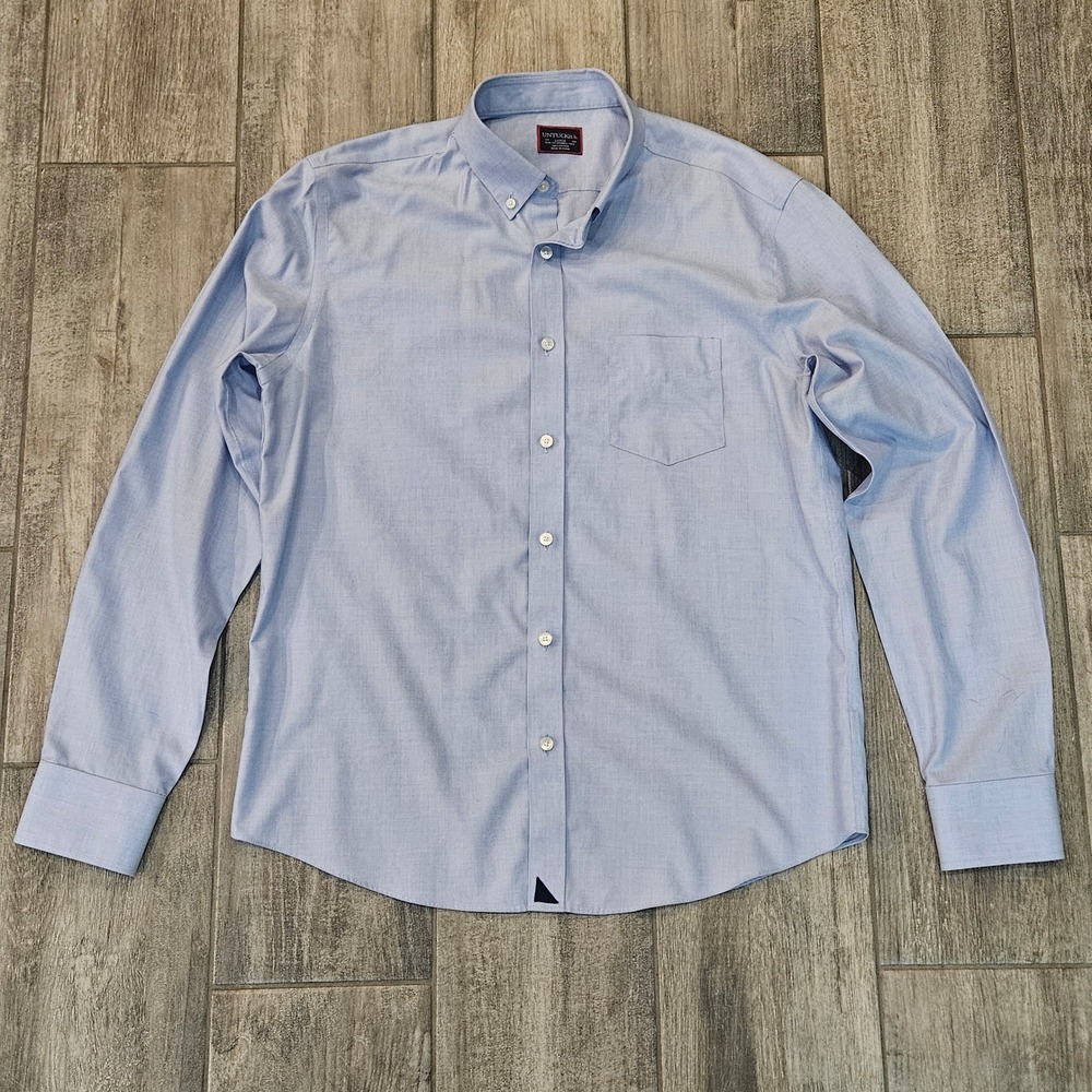 UNTUCKit Button Down Shirt Size L Blue Slim Fit Hillside Select Wrinkle Free